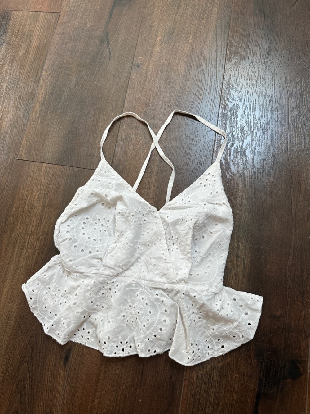 Nasty Gal White Eyelet Peplum Camisole